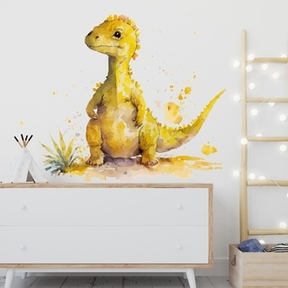 Gul dinosaurer akvarel wallsticker