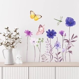 Blomster eng med sommerfugle wallsticker