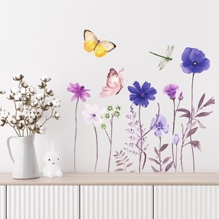 Blomster eng med sommerfugle wallsticker