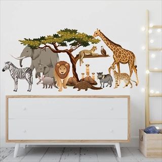 Afrikanske dyr på Savannen Wallsticker