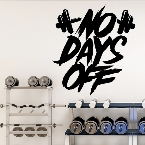 No days off wallsticker med håndvægt