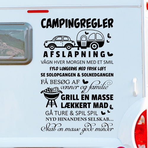 wallstickers med campingregler til din campingvogn