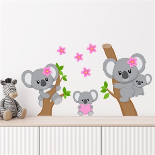 Printet Koala i lyserød - wallstickers