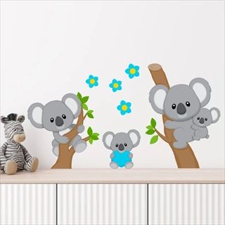 Printet Koala i Lyseblå - wallstickers