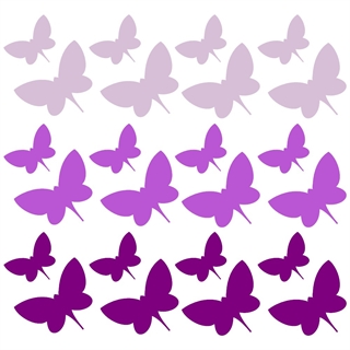 24 sommerfugle wallstickers i lilla nuancer