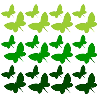 24 sommerfugle wallstickers i grønne nuancer