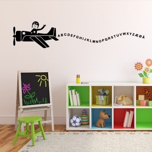 Flyvemaskine med alfabet - wallstickers