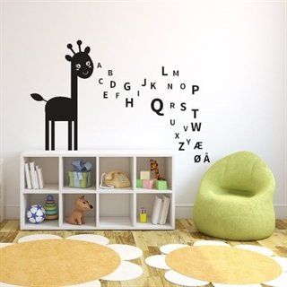 Giraf med alfabetet - wallstickers