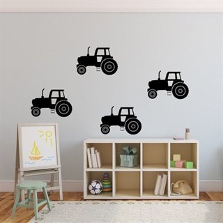 4 ensfarvede traktor - wallstickers